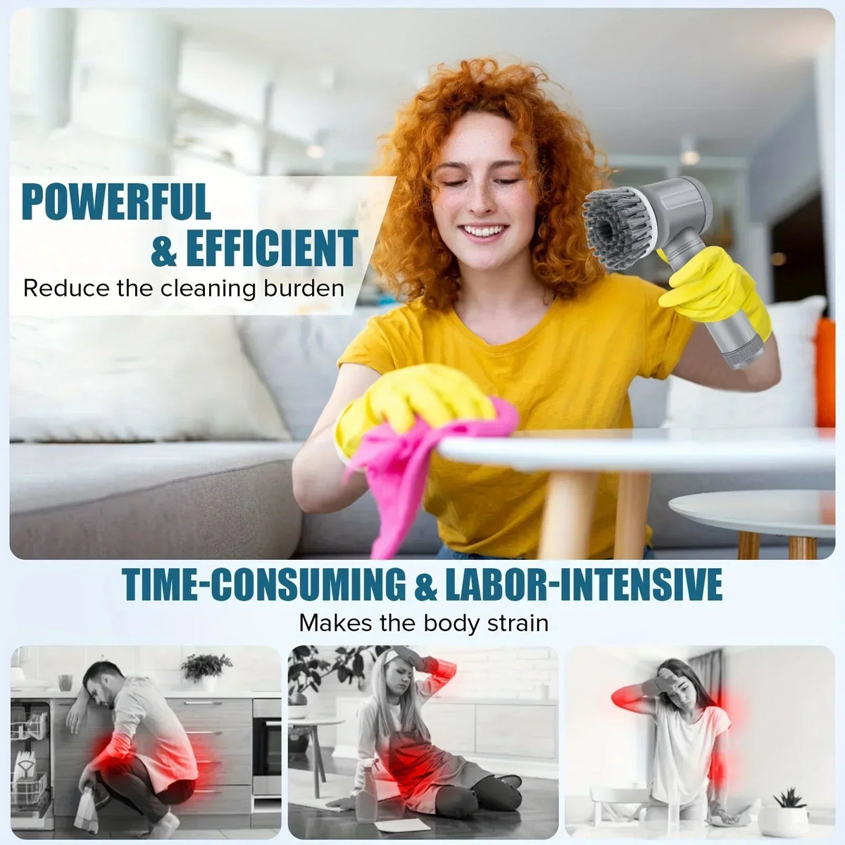 Cordless Electric Spin Scrubber for Kitchen Cleaning with 5 Interchangeable Brush Heads